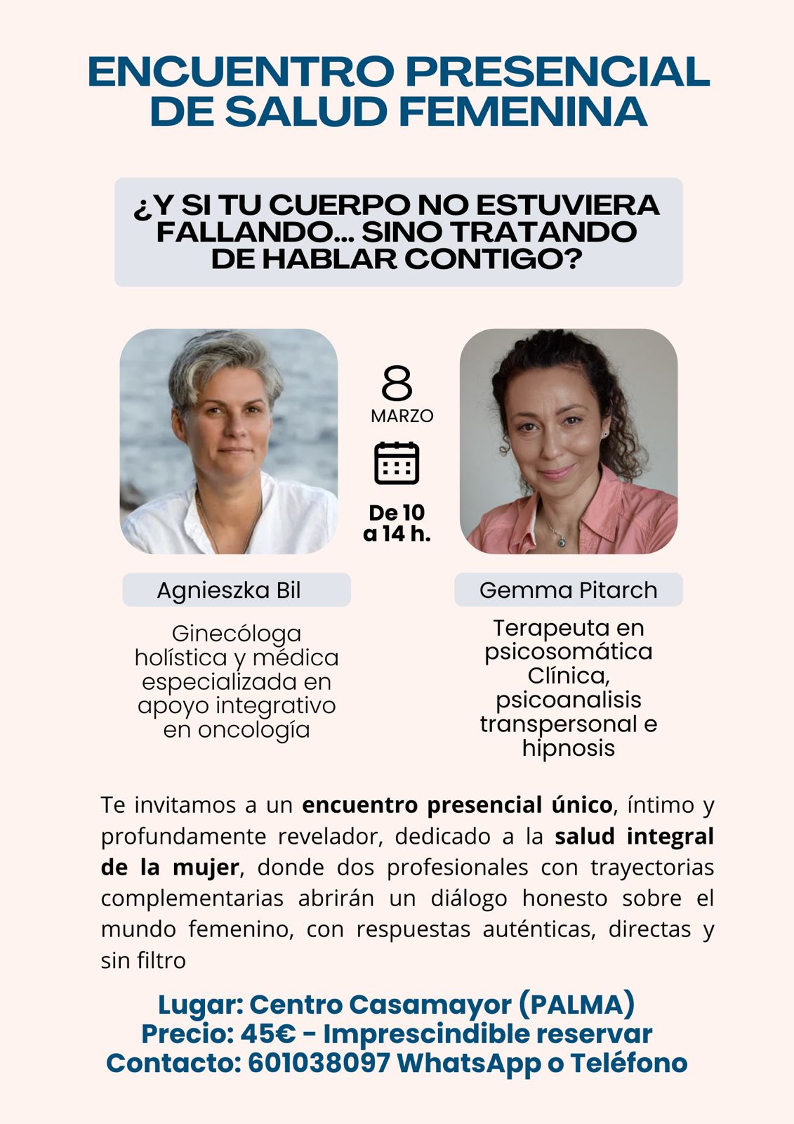 Encuentro presencial de salud femenina en Palma (8 de marzo) – Oncología integrativa y apoyo en cáncer en Mallorca | HBP